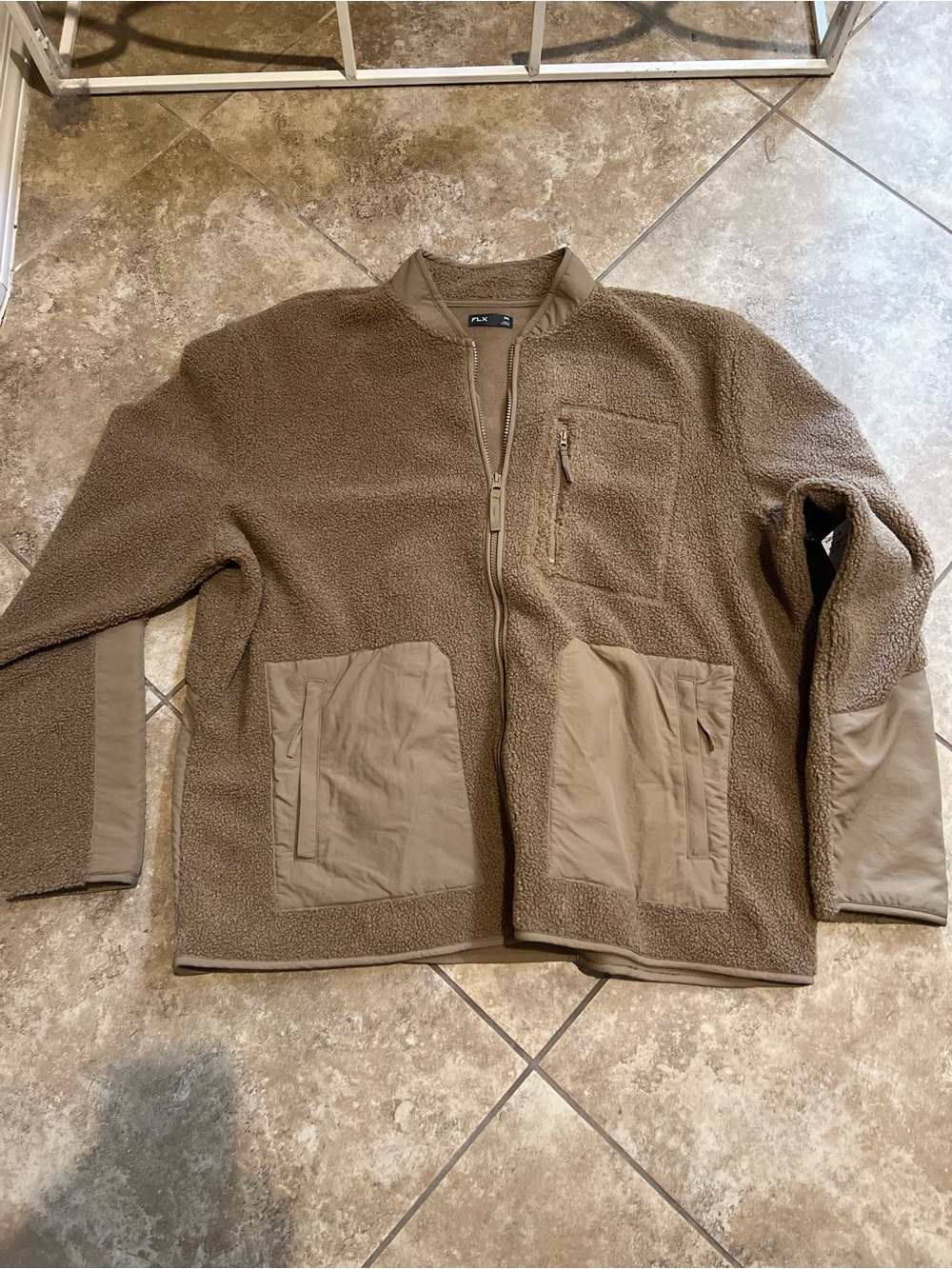 Men's Brown Sherpa Fleece Zip Jacket
